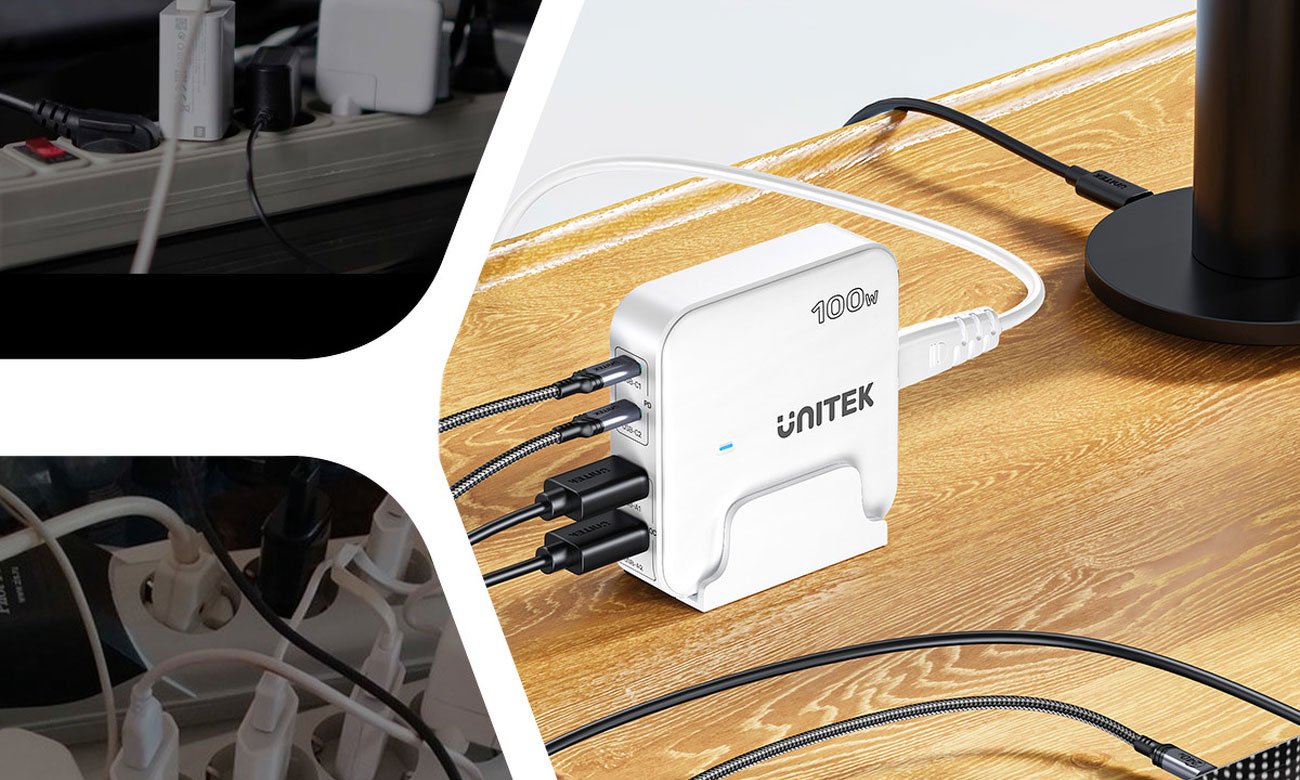 Unitek ładowarka biurkowa GaN 100 W wiele urządzeń