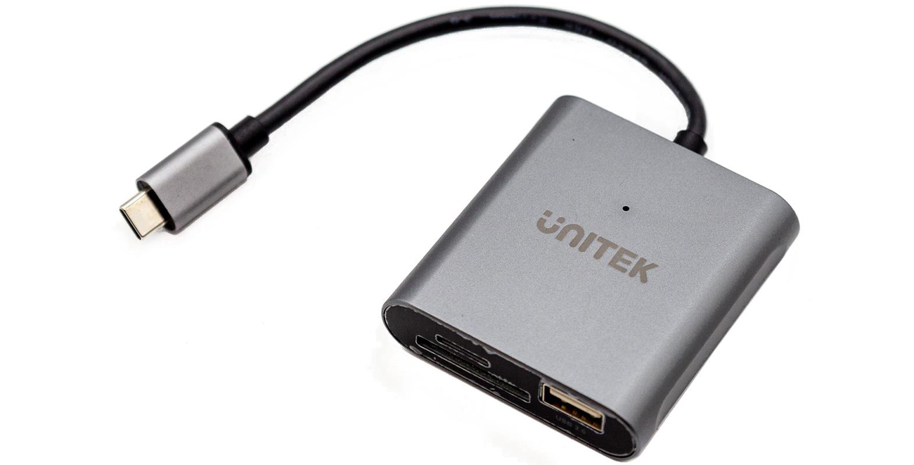 Czytnik kart USB-C SD/microSD Unitek z hubem USB-A