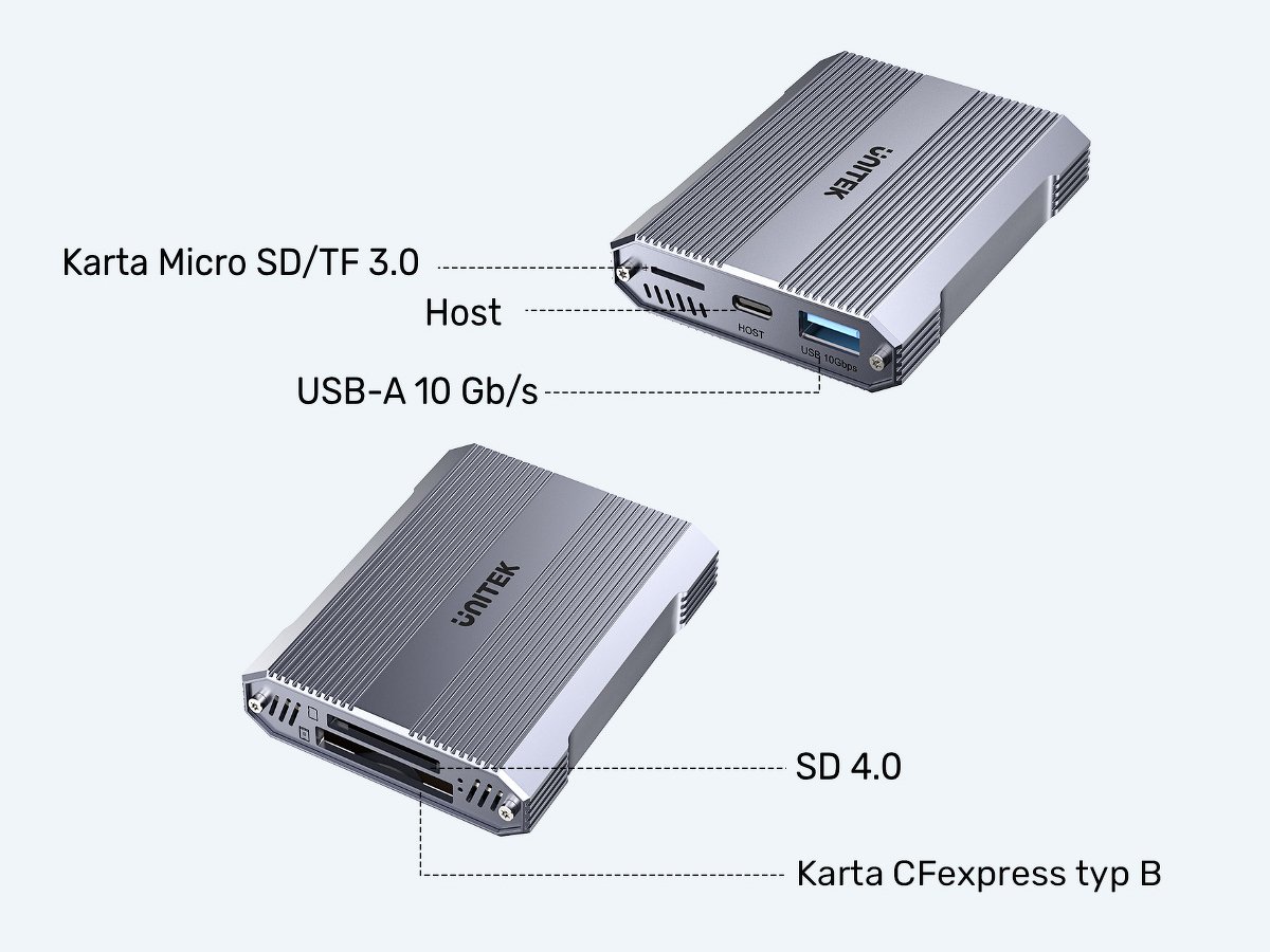 Unitek Czytnik kart CF Express, SD/microSD, USB-A 10 Gbs + HUB