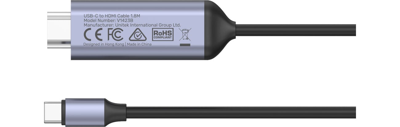 Adapter Unitek USB-C - HDMI 2.1 8K 1.8m wtyczki