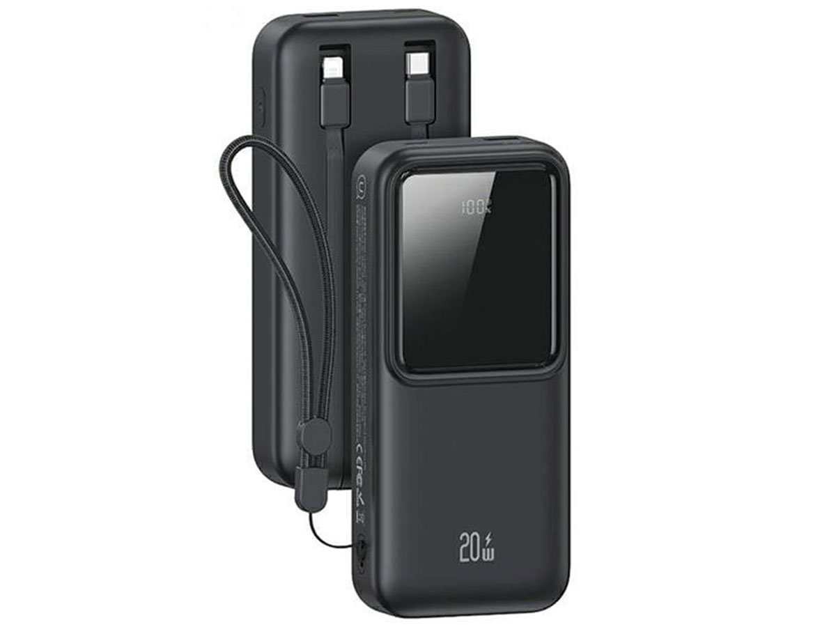 USAMS Powerbank z wbudowanymi kablami USB-C+Lightning 30000 mAh