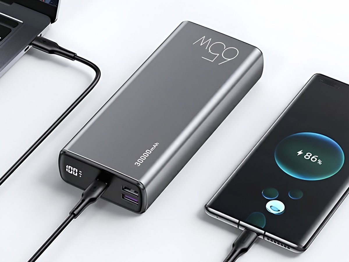 USAMS 30000mAh 65W 2xQC3.0+PD Fast Charge + kabel USB-C-USB-C