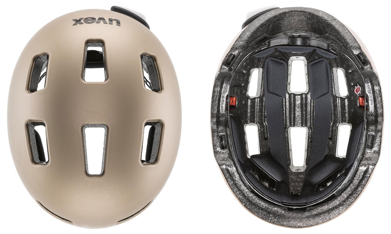 Kask ochronny UVEX City 4 55-58 cm Gold mat - Widok od góry i od wewnątrz