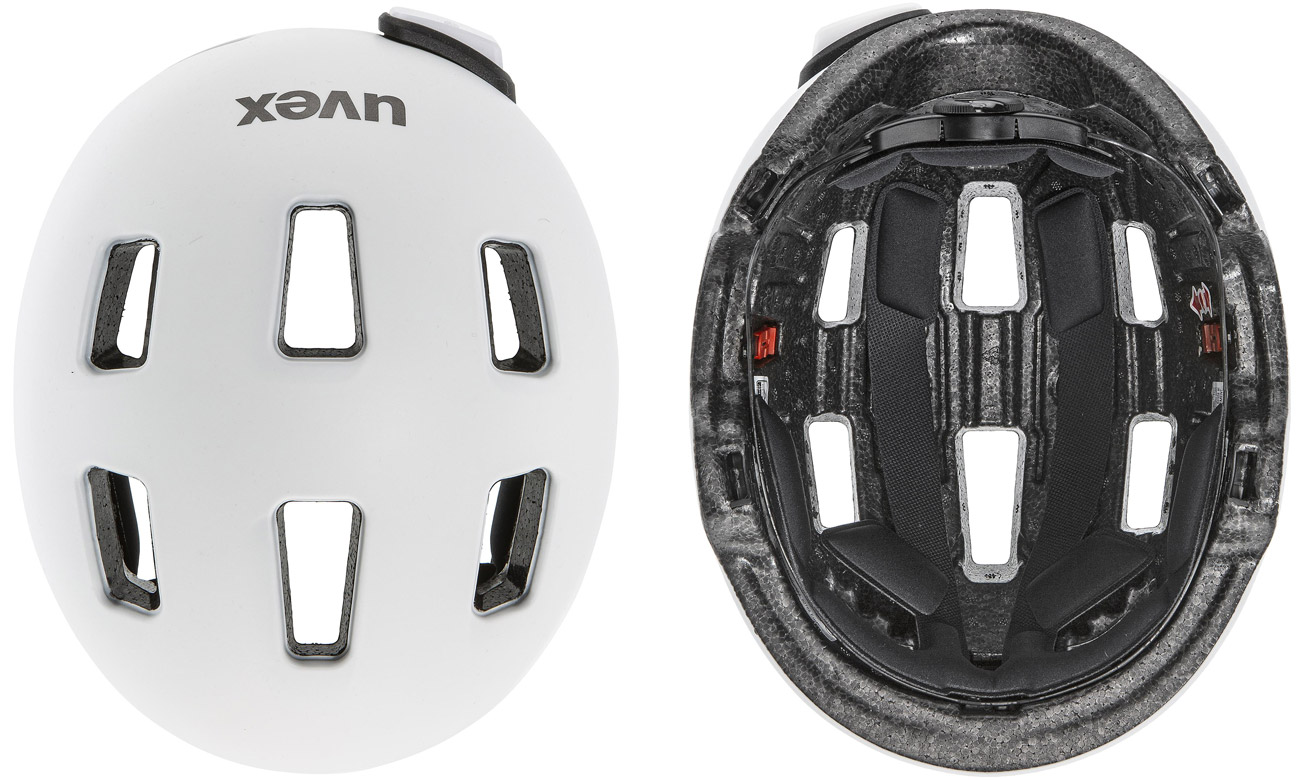 Kask ochronny UVEX City 4 55-58 cm White mat - Widok od góry i od wewnątrz