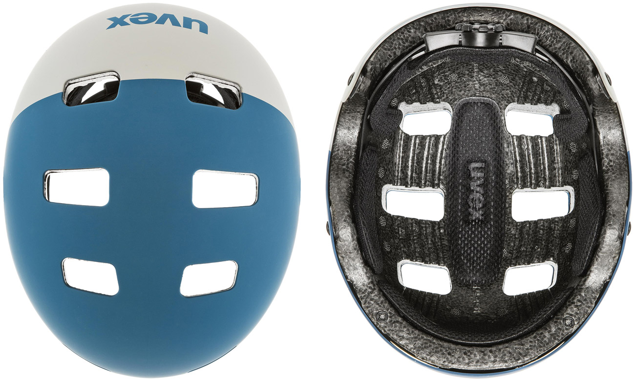 Kask ochronny UVEX Kid 3 cc 51-55 cm Cyan mat - Widok od góry i od wewnątrz