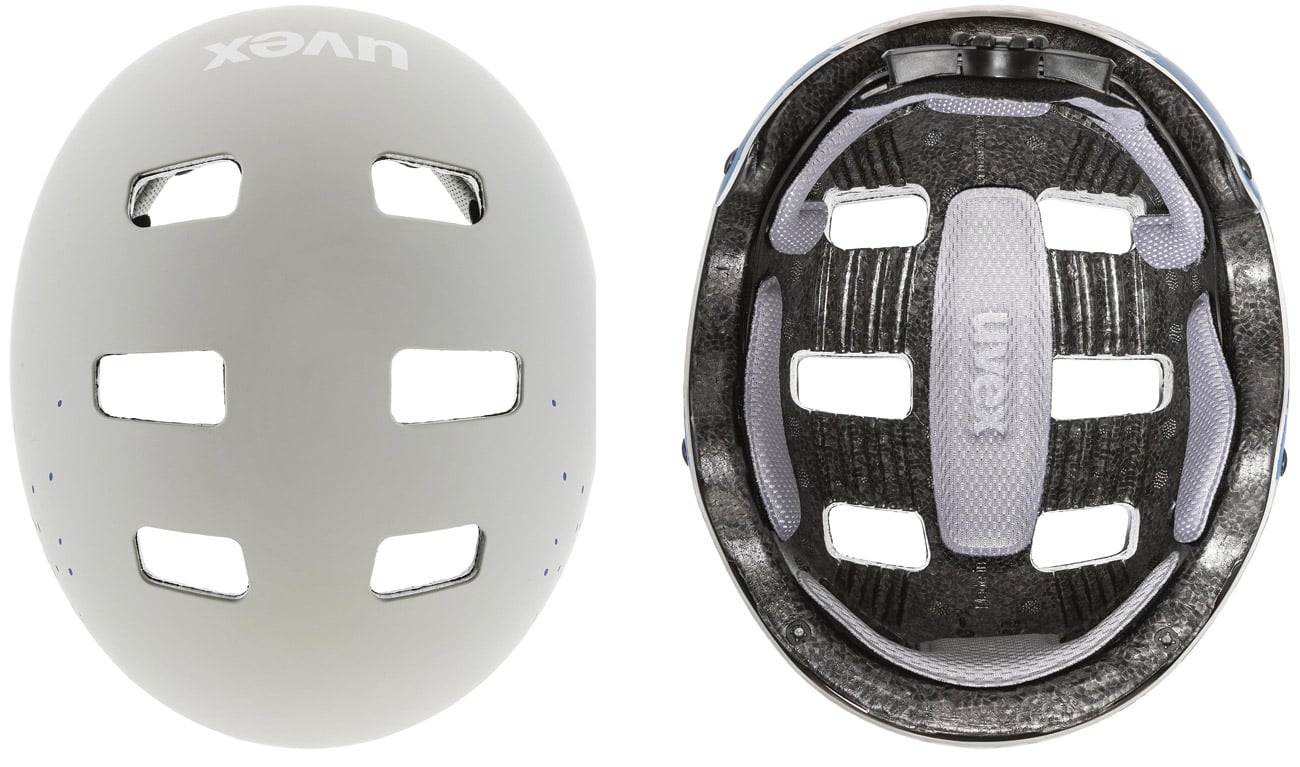Kask ochronny UVEX Kid 3 cc 51-55 cm Grey mat - Widok od góry i od wewnątrz
