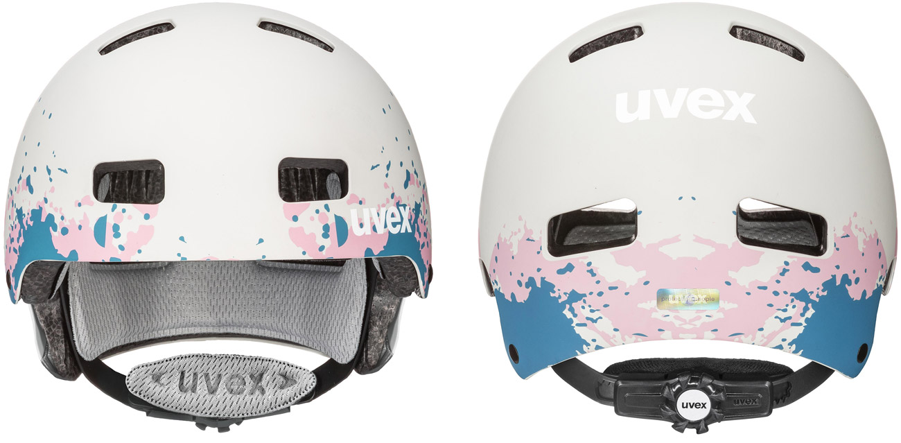 Kask ochronny UVEX Kid 3 cc 51-55 cm Grey mat - Widok z przodu i z tyłu