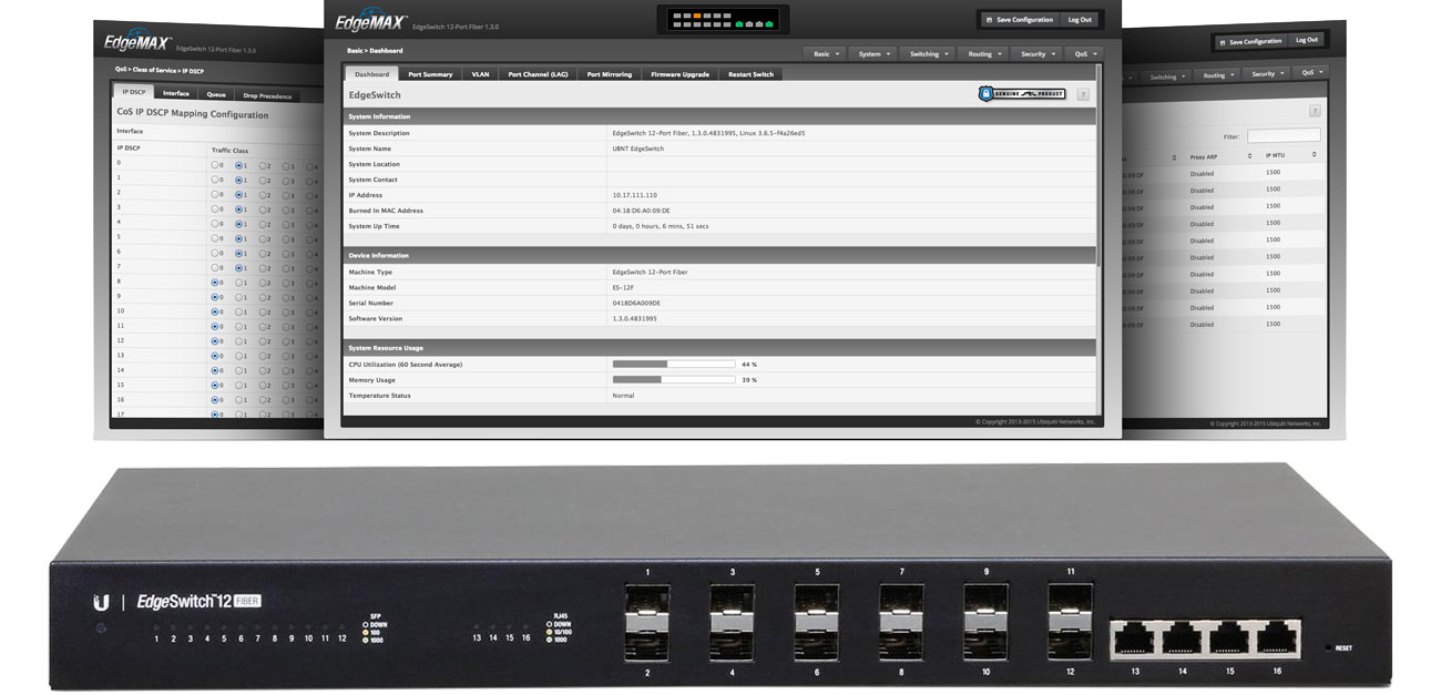Ubiquiti EDGEswitch 12F Interfejs
