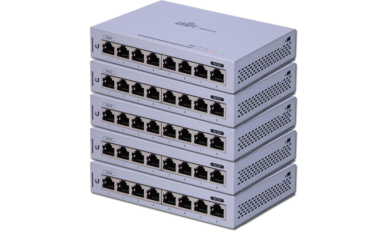 Switch Ubiquiti 8p UniFi US-8 (8x100/1000Mbit) 1xPoE (5 szt.) US-8-5 (PoE Passthrough)