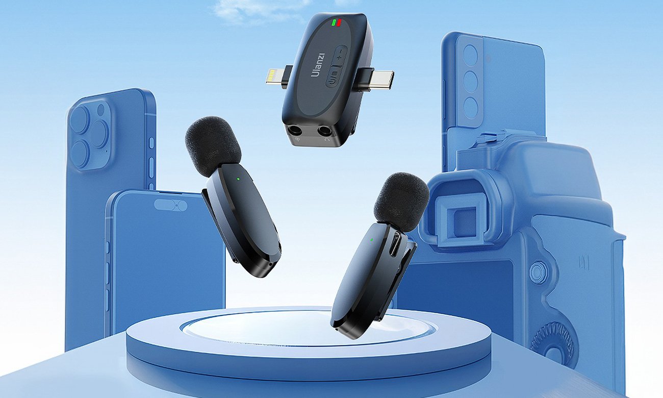 Zestaw do bezprzewodowej transmisji dźwięku Ulanzi V6 - USB-C + Lightning - Grafika z tłem