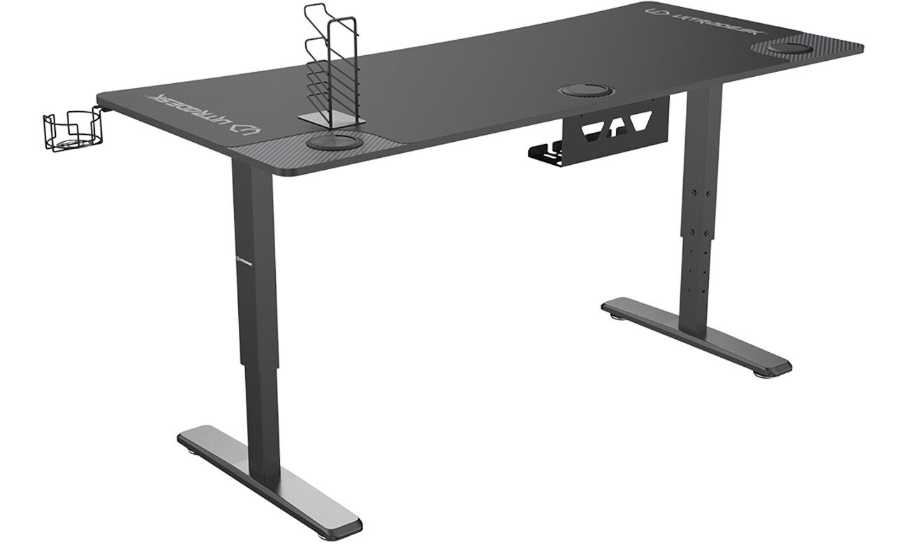 Biurko gamingowe Ultradesk Cruiser Czarne - Widok od tyłu pod kątem