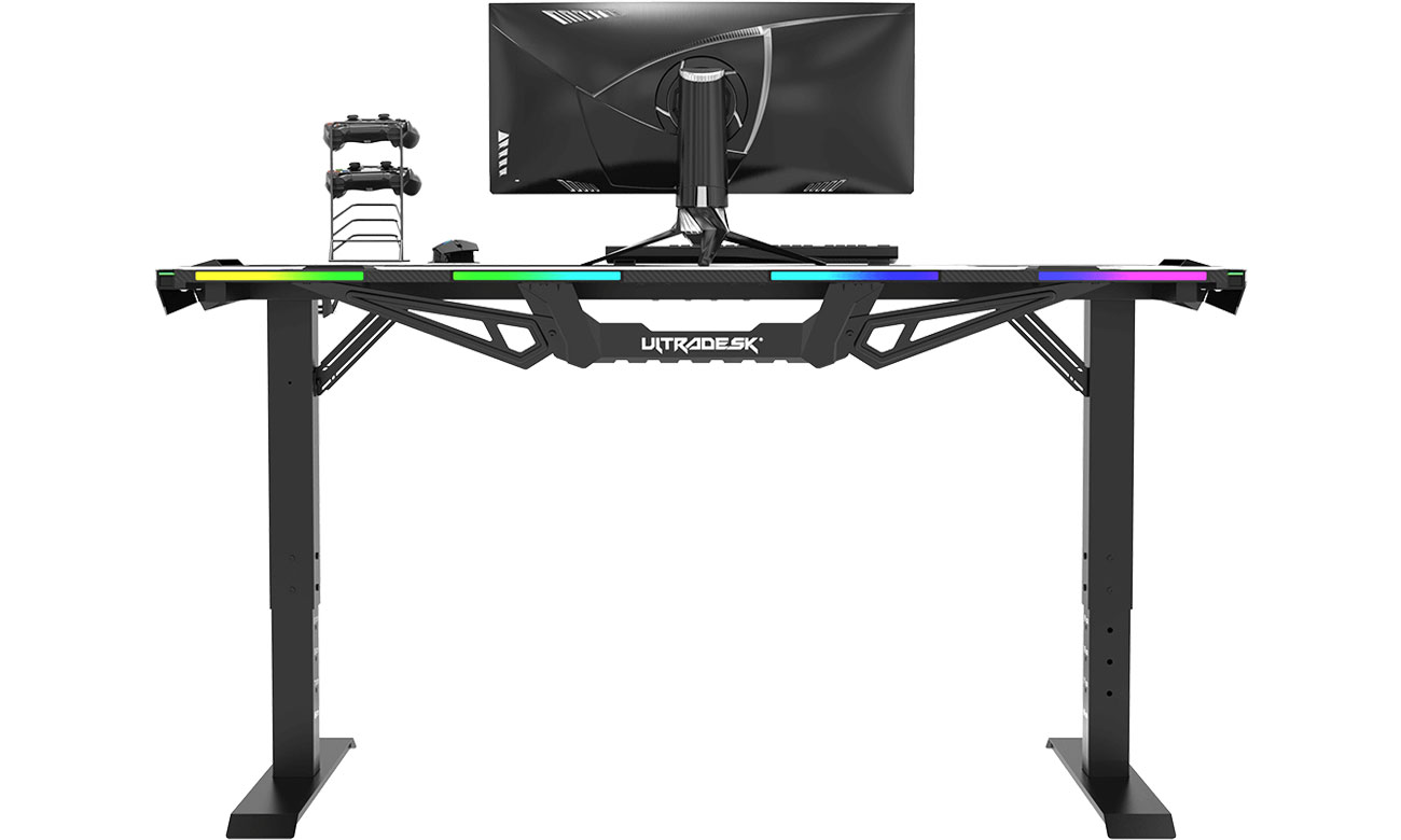 Biurko gamingowe Ultradesk FORCE Czarne - Widok od tyłu