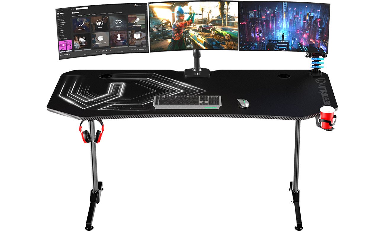 Biurko gamingowe Ultradesk Frag XXL Czarne - Widok od przodu
