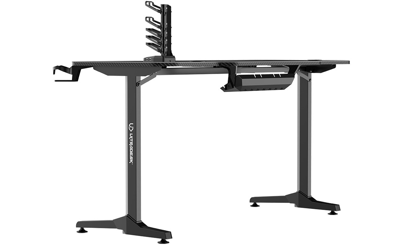 Biurko dla graczy Ultradesk FRAG Grafitowe - Widok od tyłu pod kątem