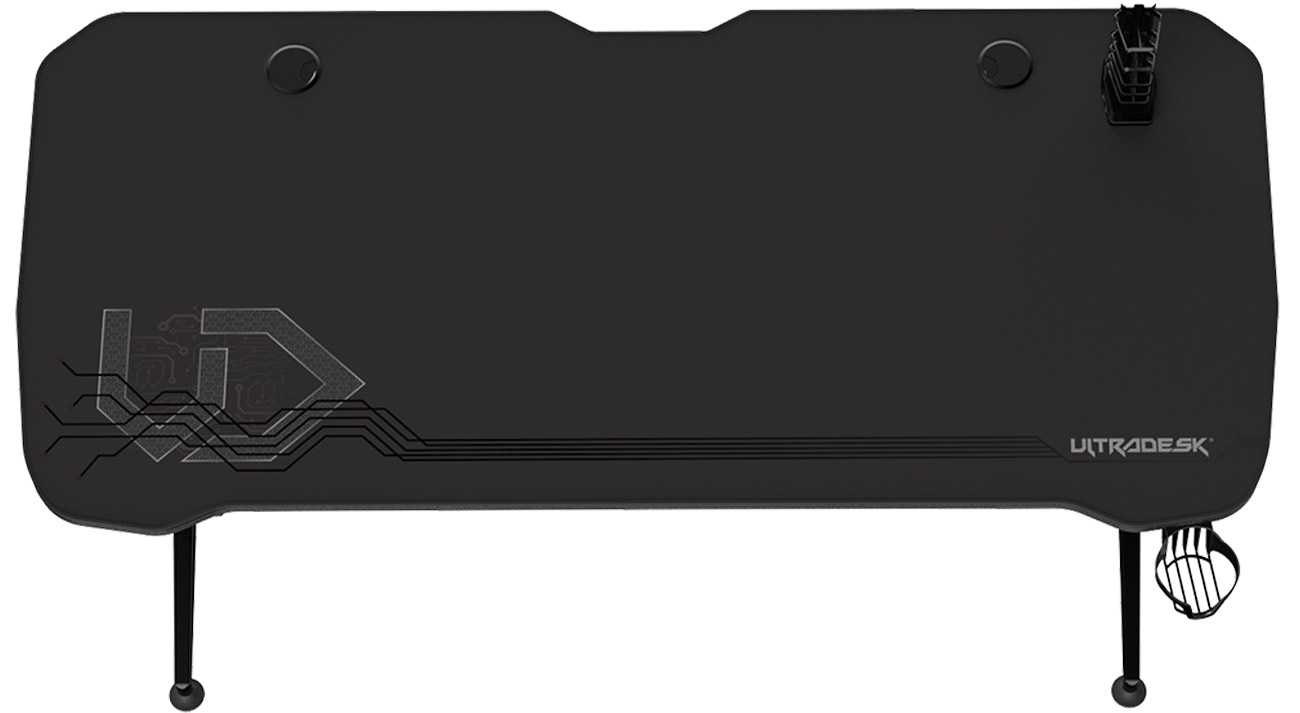 Biurko gamingowe Ultradesk Grand Czarne - Widok od góry pod kątem