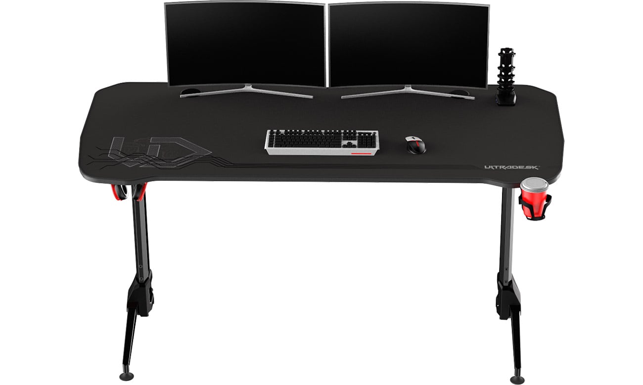 Biurko gamingowe Ultradesk Grand Czarne - Widok od przodu
