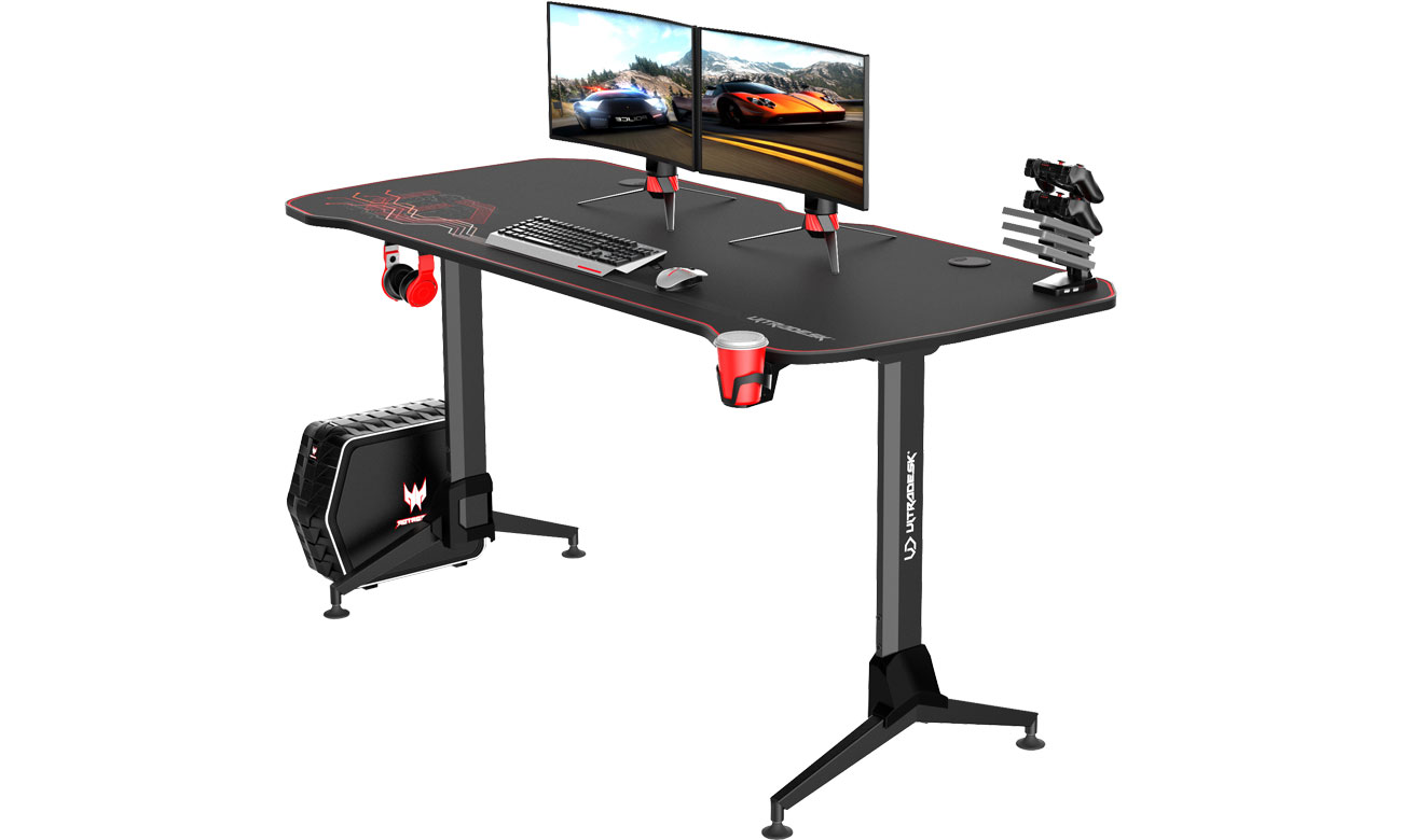 Biurko gamingowe Ultradesk GRAND Czerwone UDESK-GD-RD