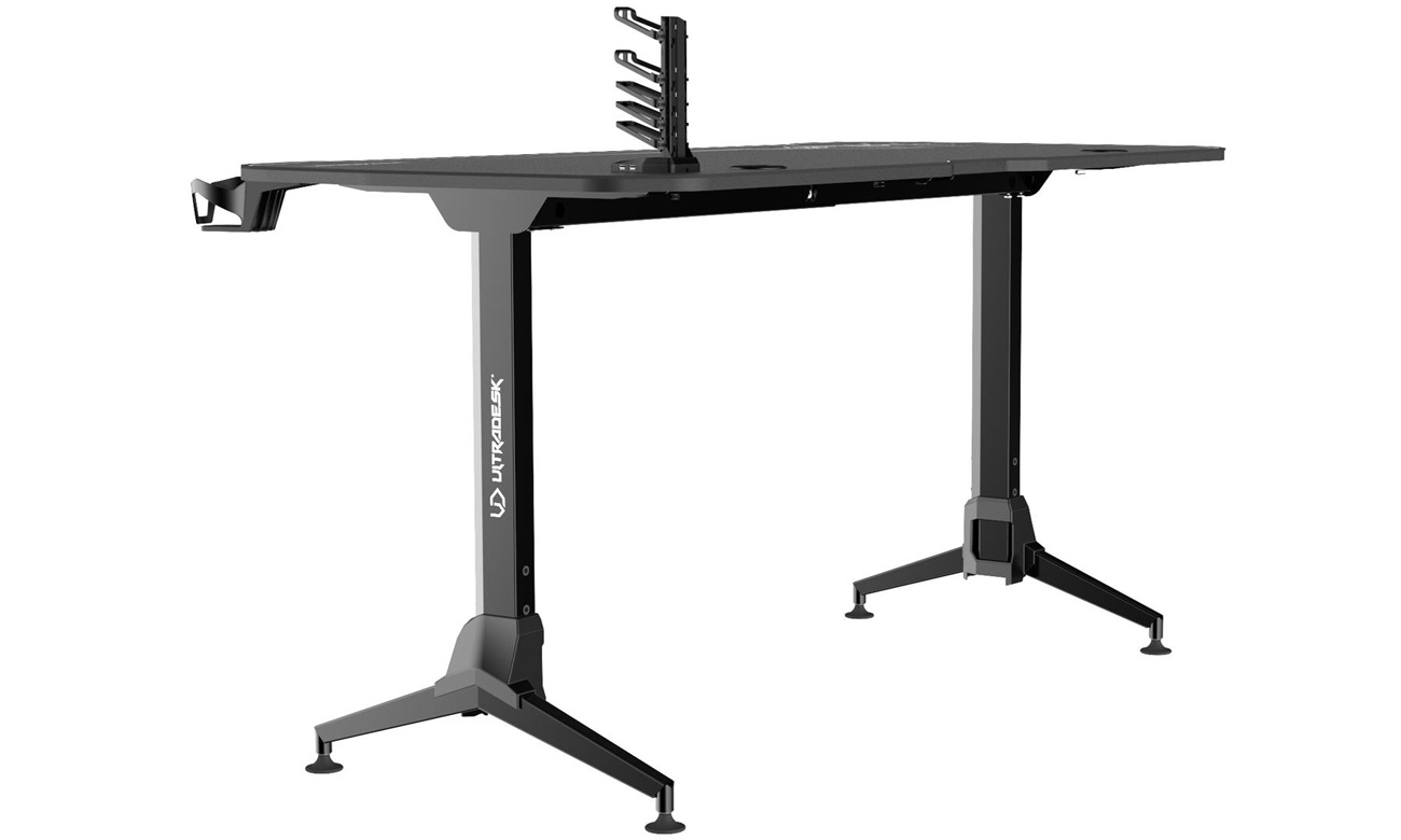 Biurko gamingowe Ultradesk Grand Białe - Widok z tyłu pod kątem