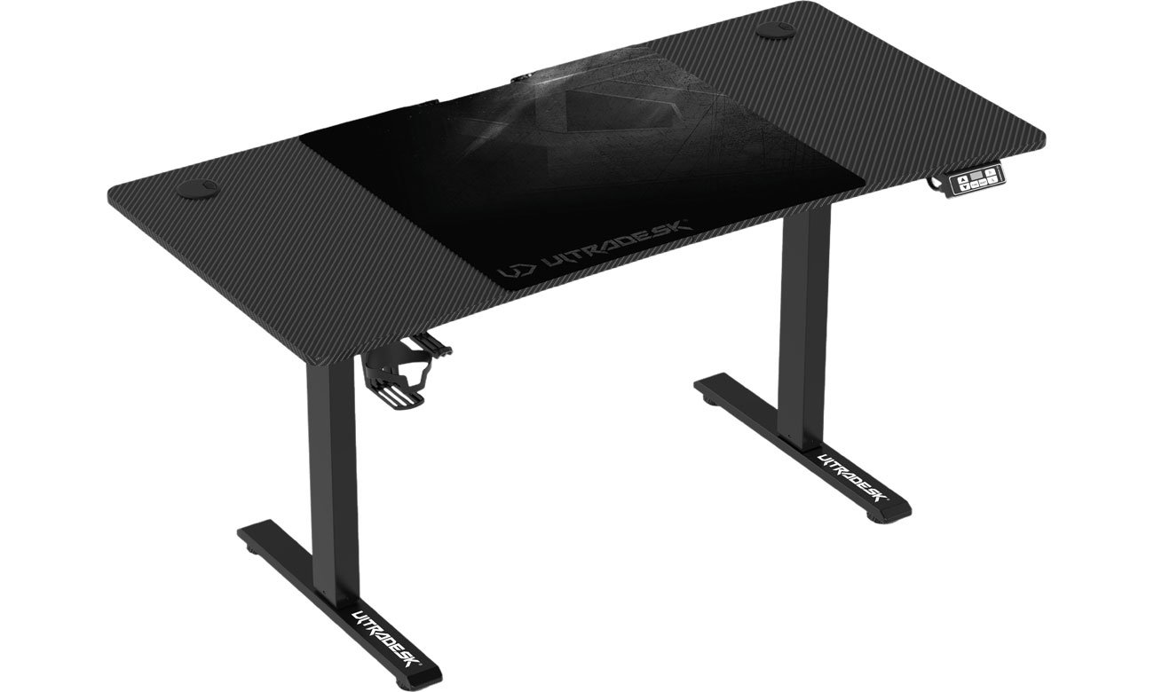 Biurko gamingowe Ultradesk Level V2 Czarne - Widok od przodu pod kątem