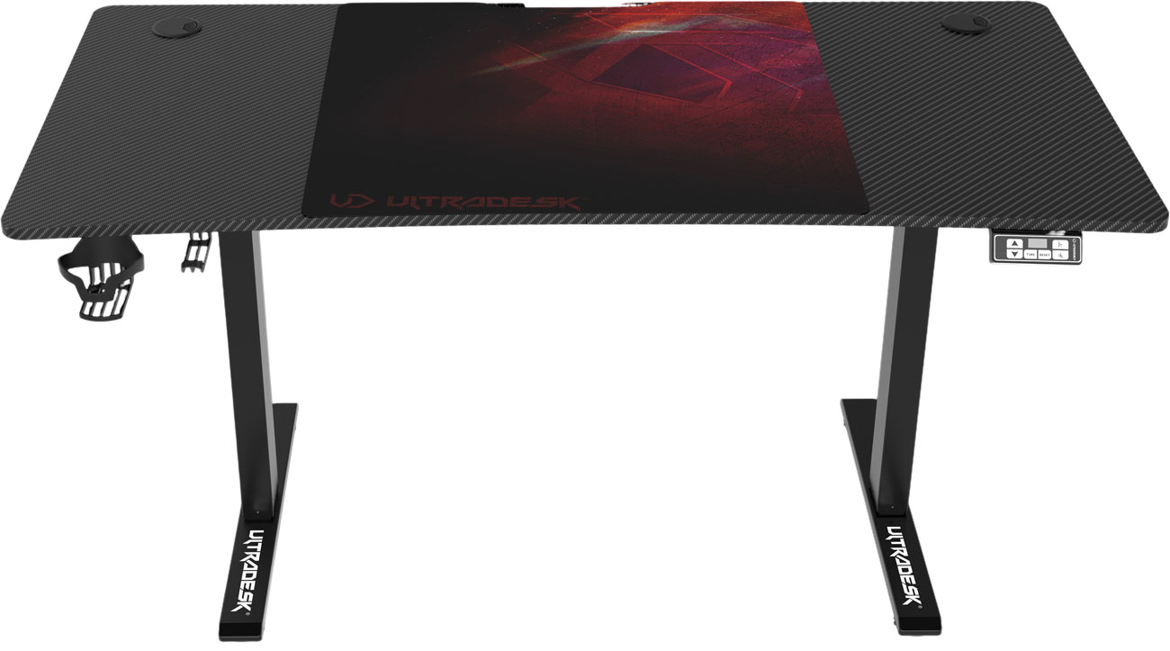 Biurko gamingowe Ultradesk Level V2 Czarno-czerwone - Widok od przodu
