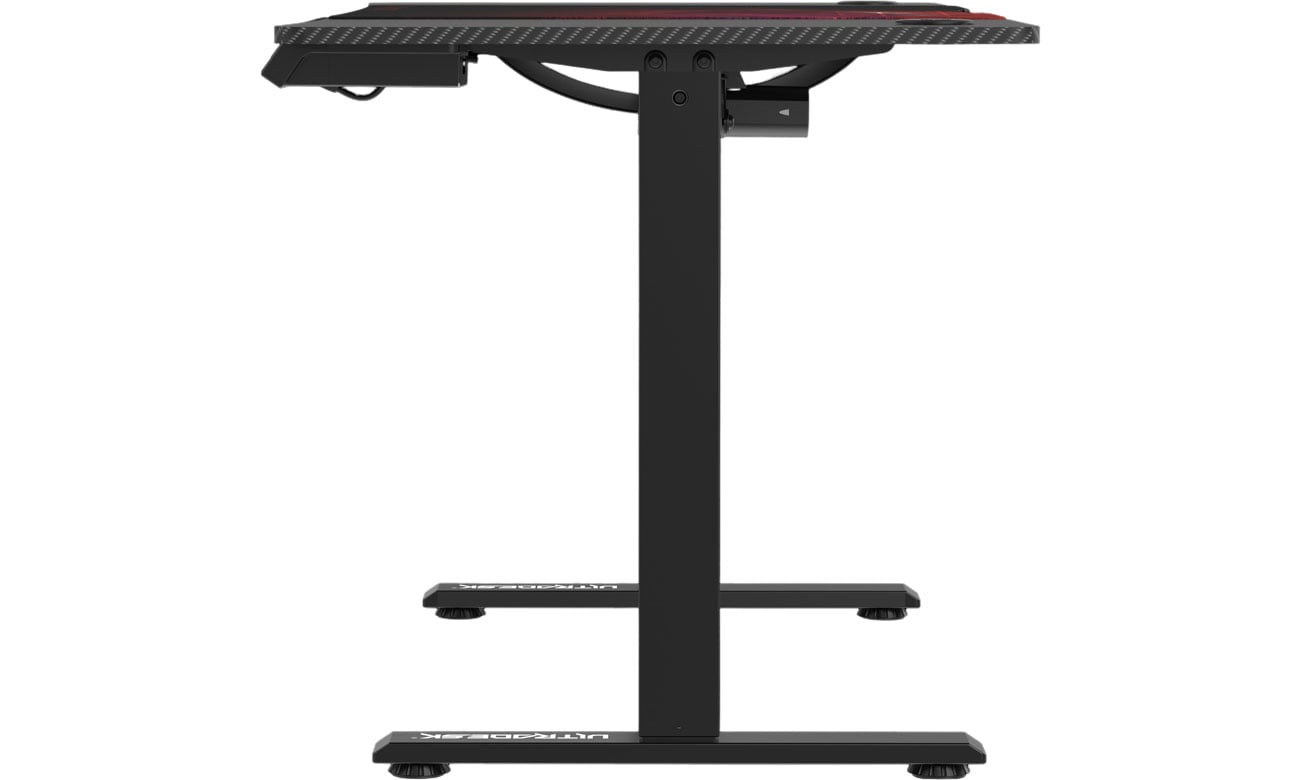 Biurko gamingowe Ultradesk Level V2 Czarno-czerwone - Widok z boku