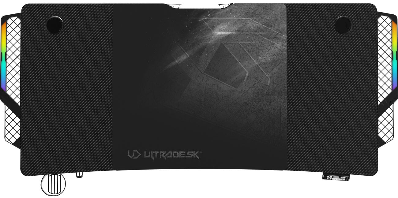 Biurko gamingowe Ultradesk Level V2 LED RGB Czarne - Widok od góry