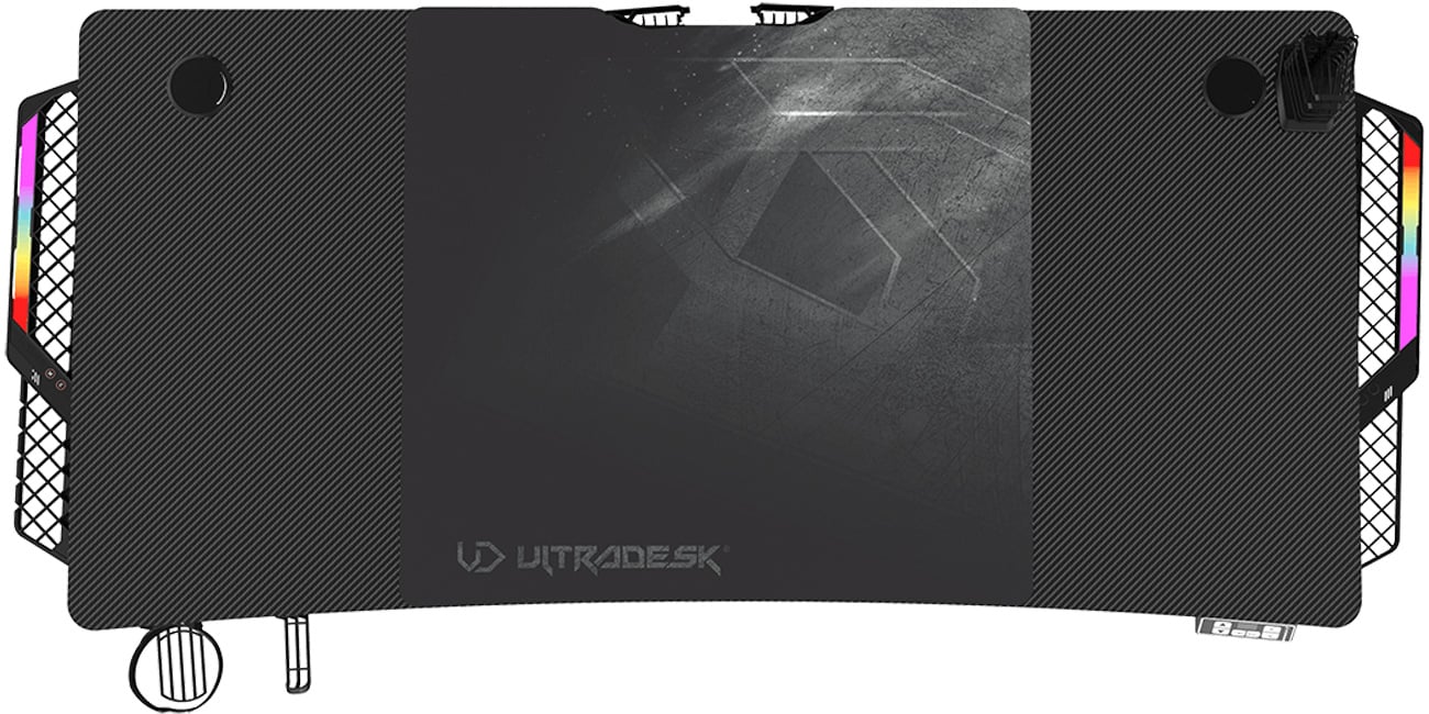 Biurko gamingowe Ultradesk Level V2 LED RGB Czarne - Widok od góry