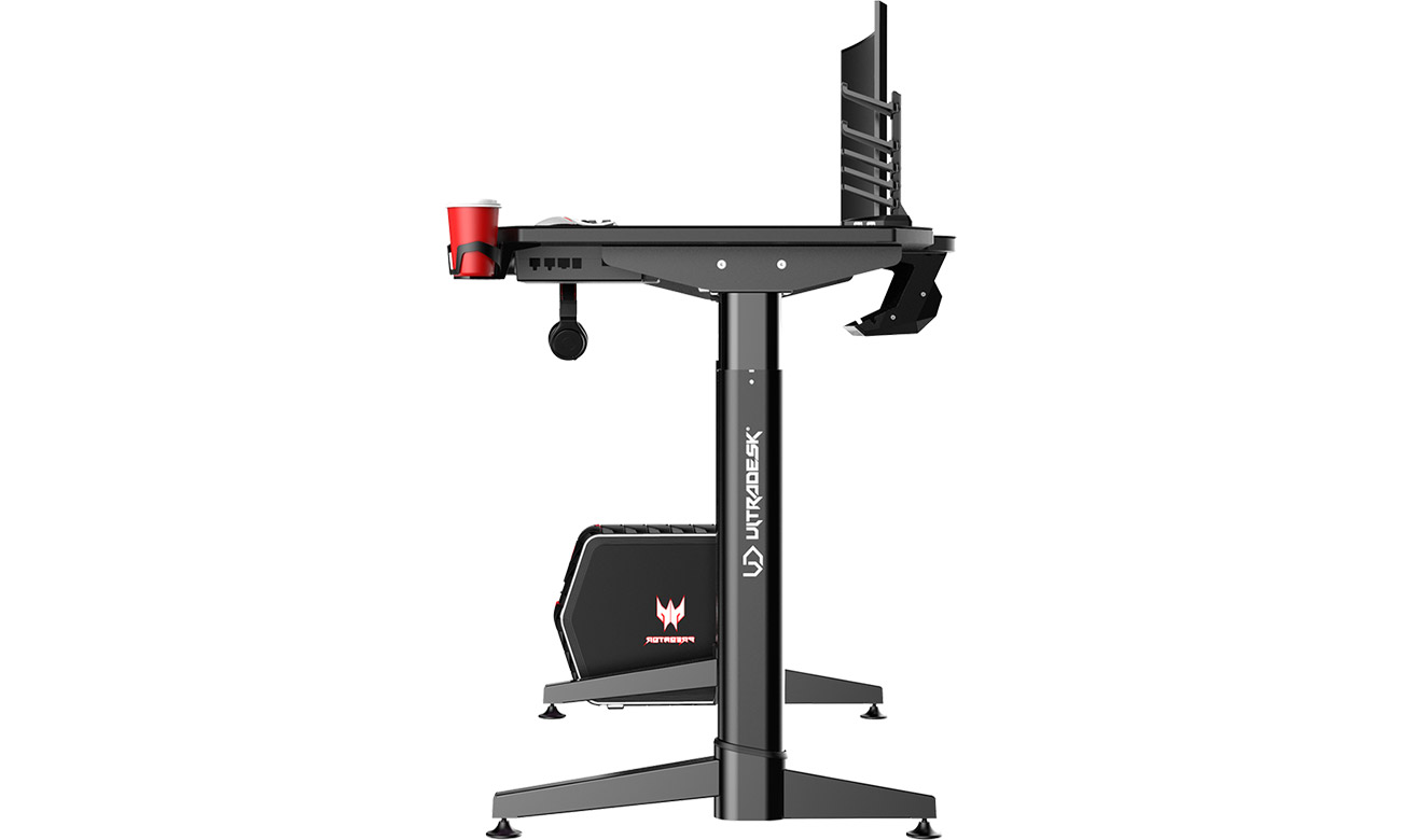 Biurko gamingowe Ultradesk Level Białe - Widok z boku