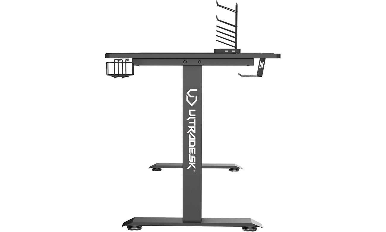 Biurko gamingowe Ultradesk Momentum Czarne - Widok z boku