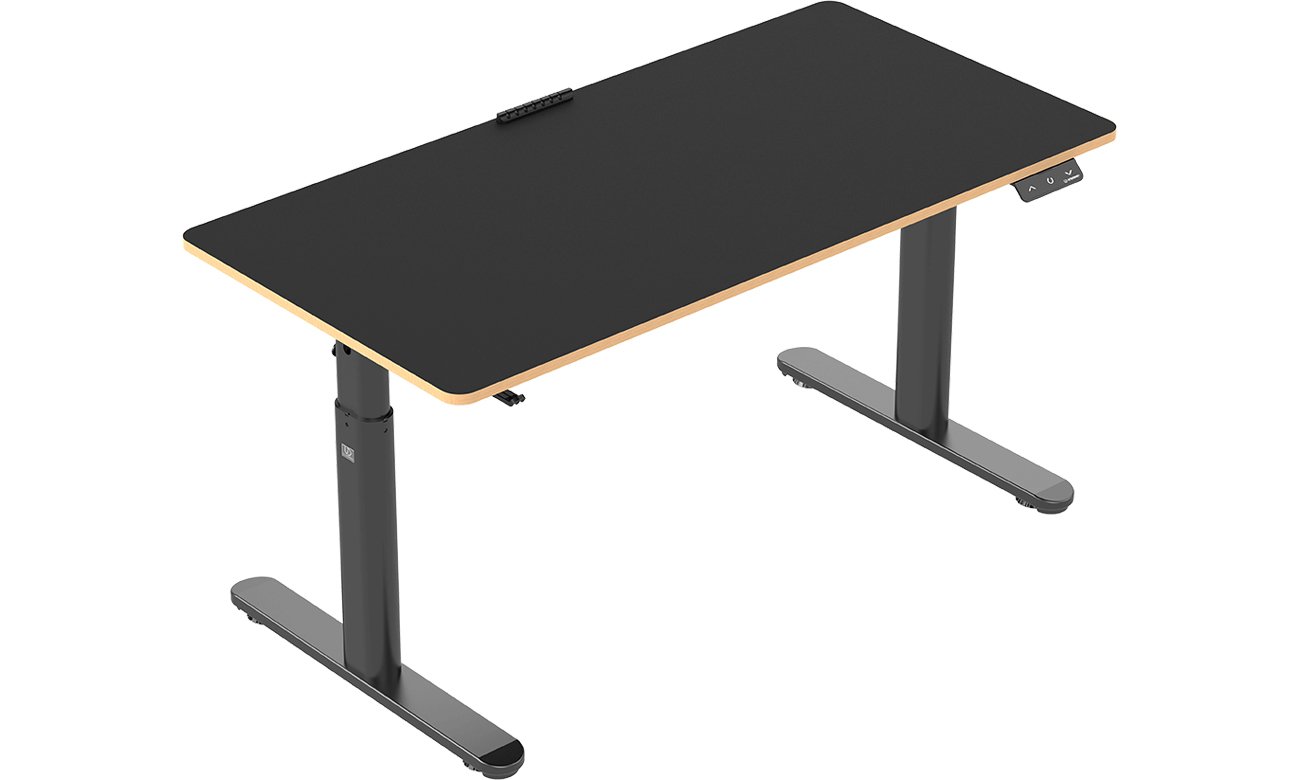 Biurko gamingowe Ultradesk Pulsar Czarne (elektryczna regulacja) - Widok od przodu pod kątem