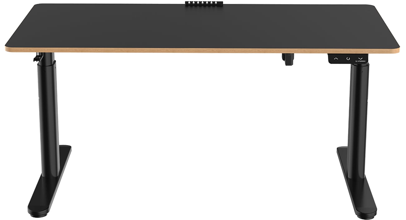 Biurko gamingowe Ultradesk Pulsar Czarne (elektryczna regulacja) - Widok od przodu pod kątem