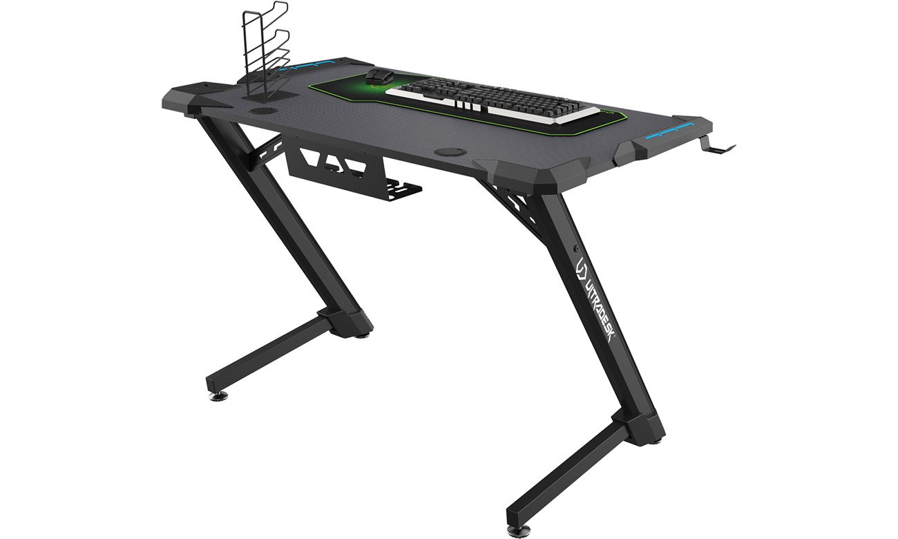 Biurko gamingowe Ultradesk SPACE V2 - Widok od tyłu pod kątem