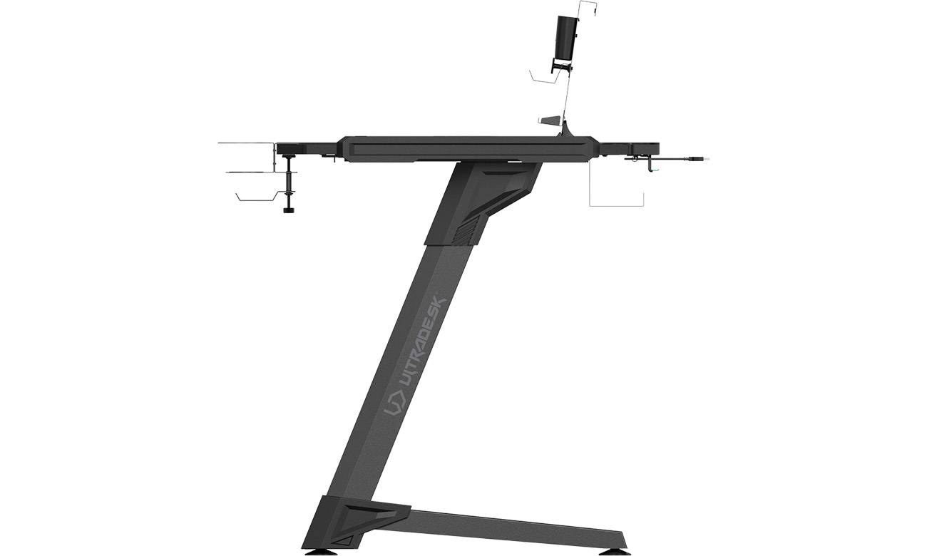 Biurko gamingowe Ultradesk SPACE XXL V2 - Widok z boku