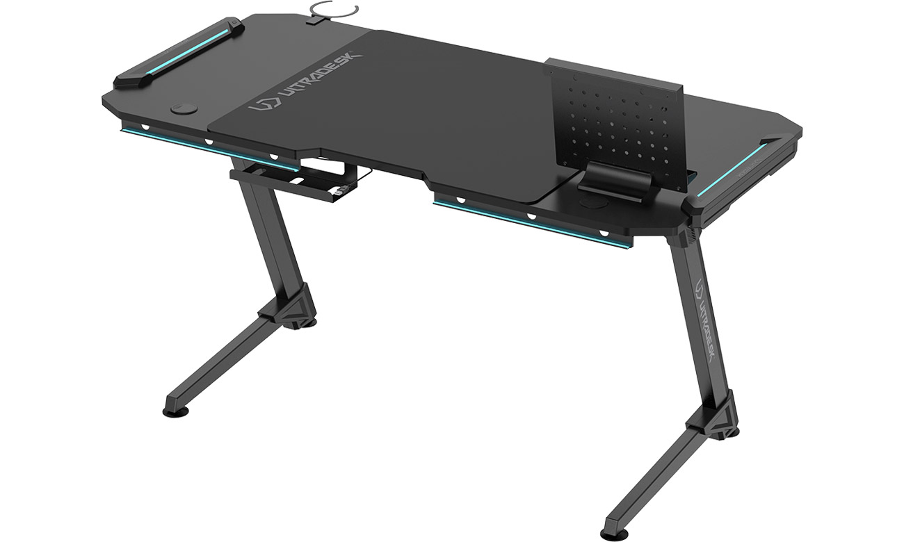 Biurko gamingowe Ultradesk SPACE XXL V2 - Widok od tyłu pod kątem