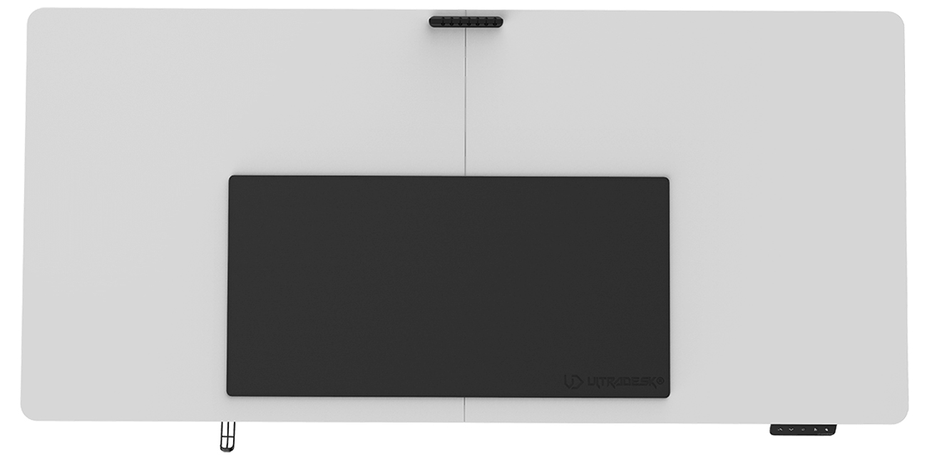 Biurko gamingowe Ultradesk Uplift Białe (elektryczna regulacja) - Widok od góry
