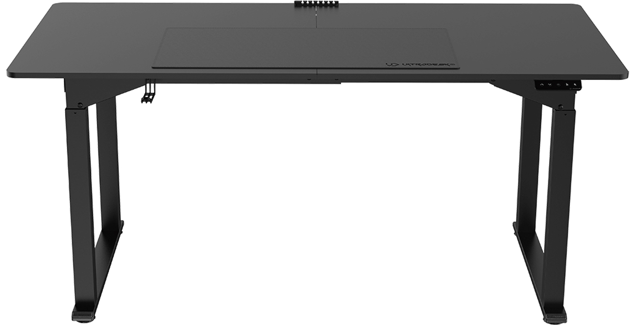 Biurko gamingowe Ultradesk Uplift Czarne (elektryczna regulacja) - Widok od przodu