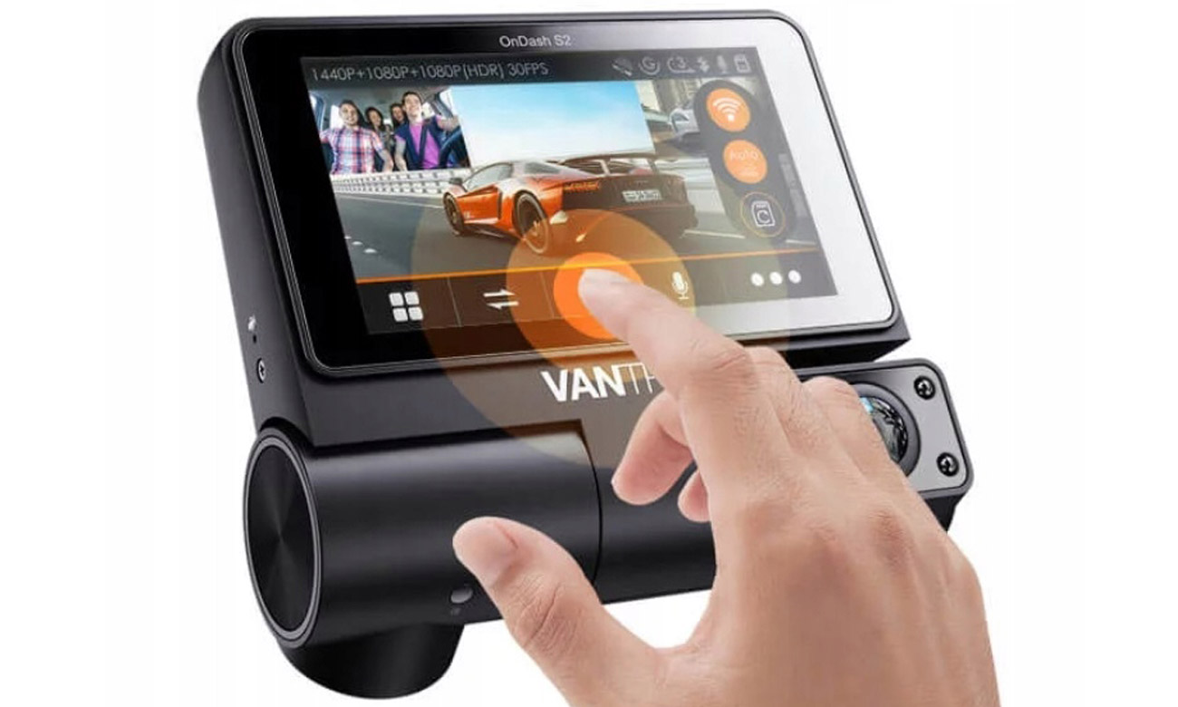 Wideorejestrator Vantrue S2 3CH - Widok od przodu pod kątem