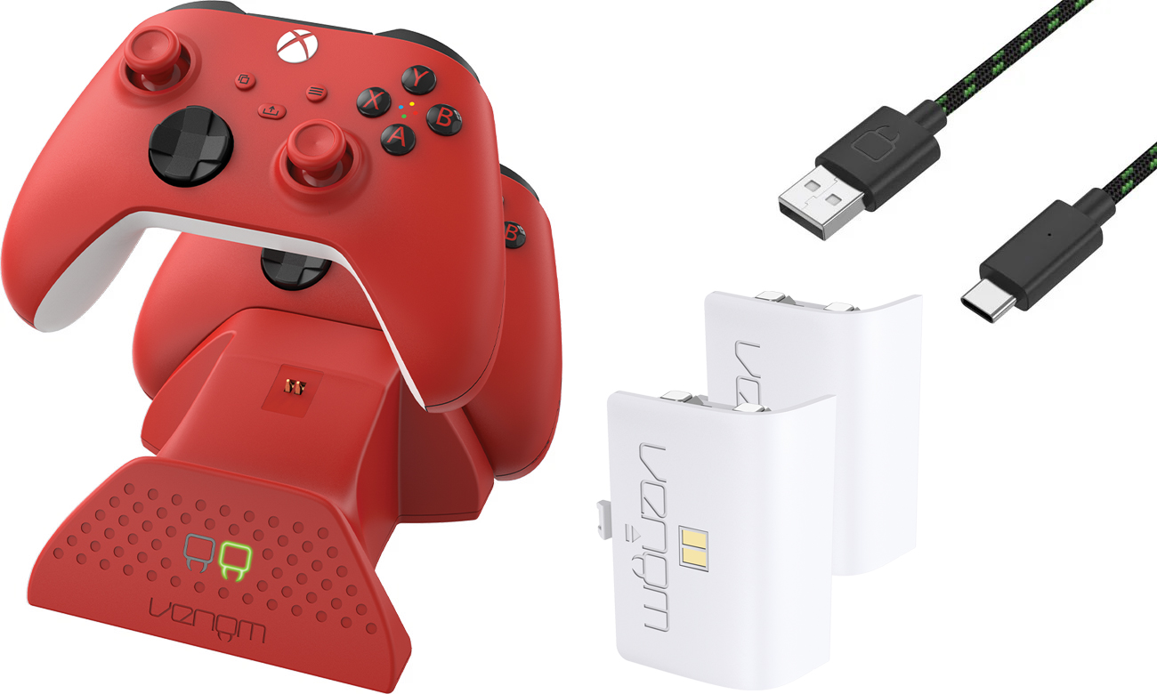 Podwójna stacja dokująca Venom do padów Xbox Series X|S i Xbox One Czerwona - Widok ogólny