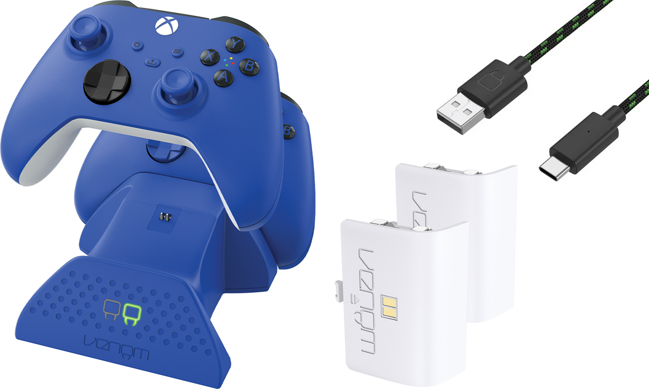 Podwójna stacja dokująca Venom do padów Xbox Series X|S i Xbox One Niebieska - Widok ogólny