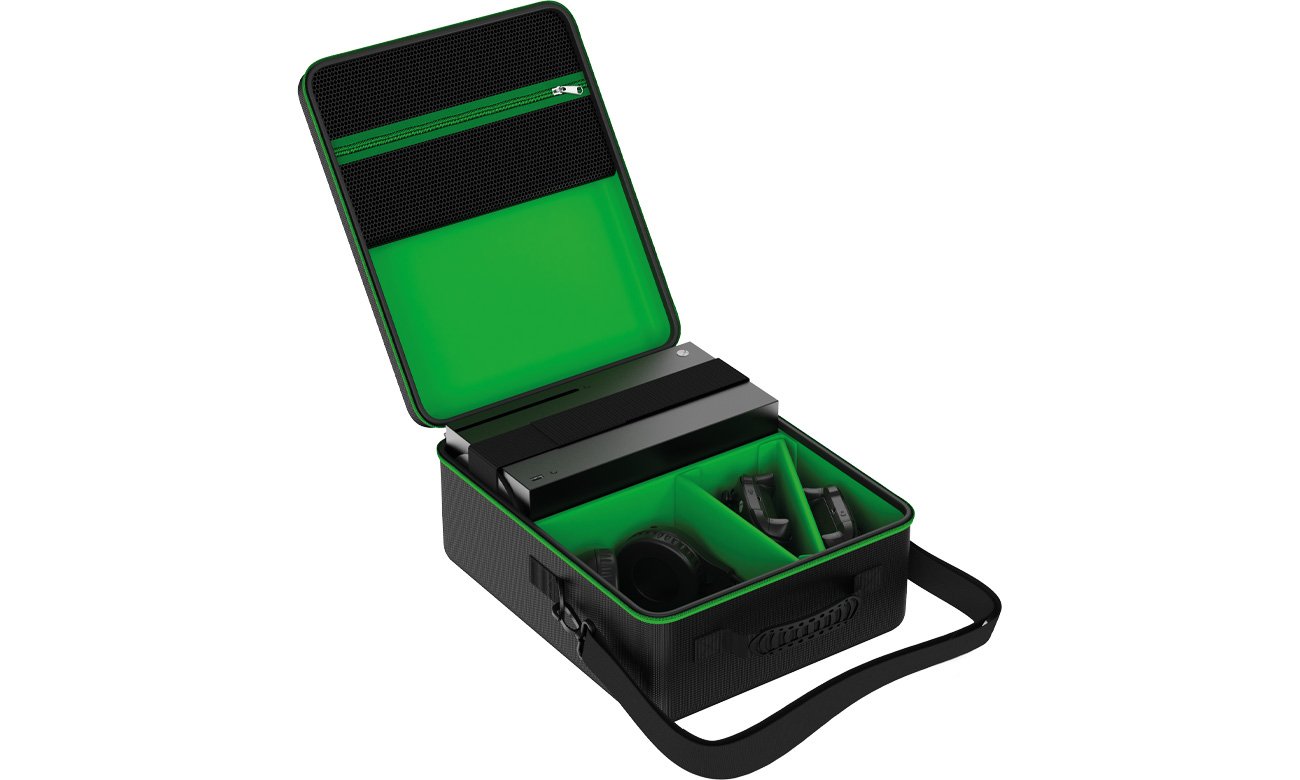 Torba podróżna z uchwytem Venom VS4831 do konsoli Xbox Series X|S - Widok od przodu, otwarta