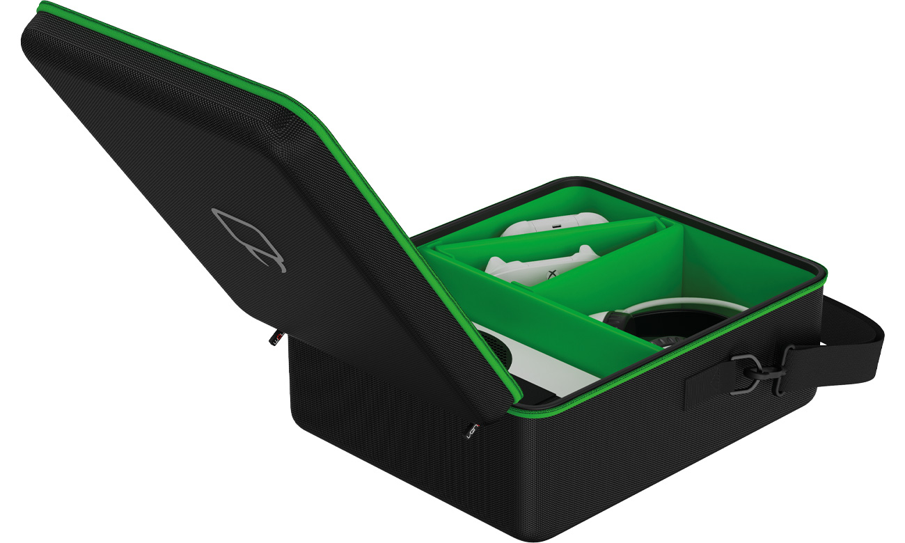 Torba podróżna z uchwytem Venom VS4831 do konsoli Xbox Series X|S - Widok od tyłu, otwarta