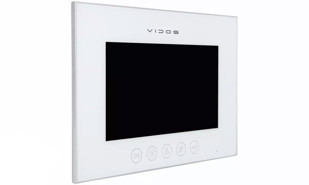 Monitor wideodomofonu Vidos M11W Biały - Widok z przodu, ekran