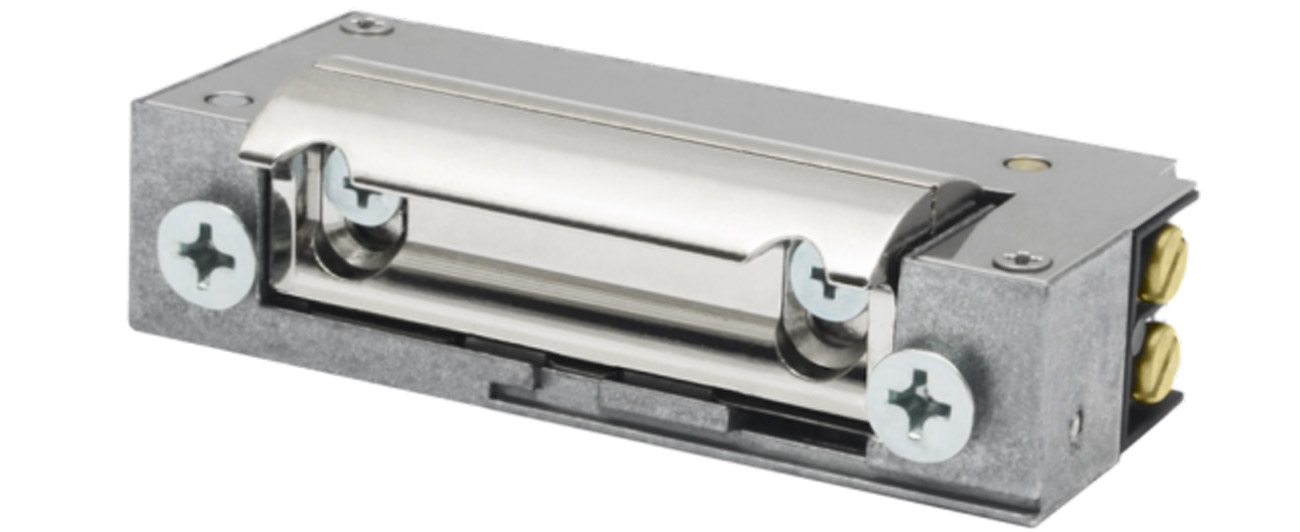 Elektrozaczep z pamięcią i wyłącznikiem Vidos RS8 - Widok od przodu i lewego boku