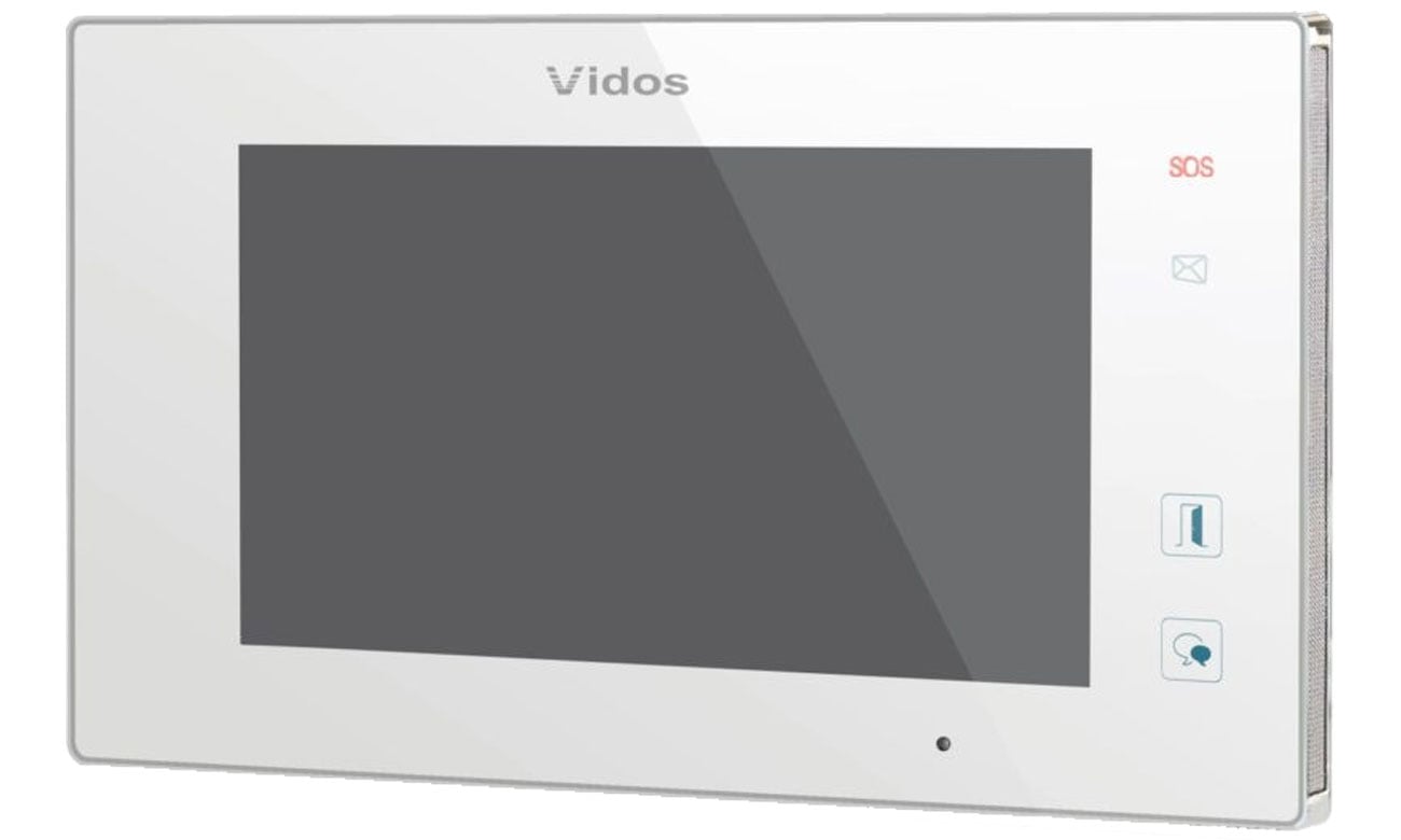 Monitor wideodomofonu Vidos M1021W-2 - Widok z przodu pod kątem, ekran