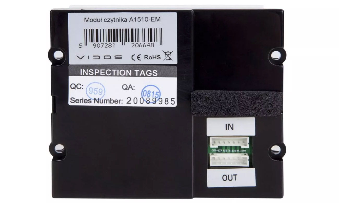 Moduł czytnika zbliżeniowego Vidos A1510-EM dla systemu Duo Multi - Widok od tyłu