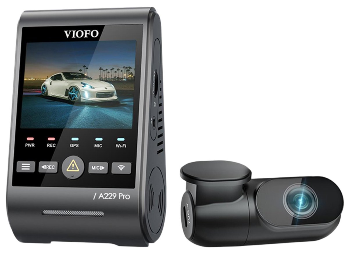 Wideorejestrator Viofo A229 PRO 2CH GPS - Widok od przodu pod kątem