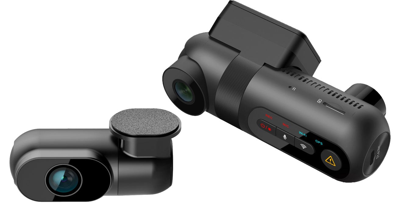 Wideorejestrator Viofo T130 3CH-G - Widok obu kamer od przodu pod kątem