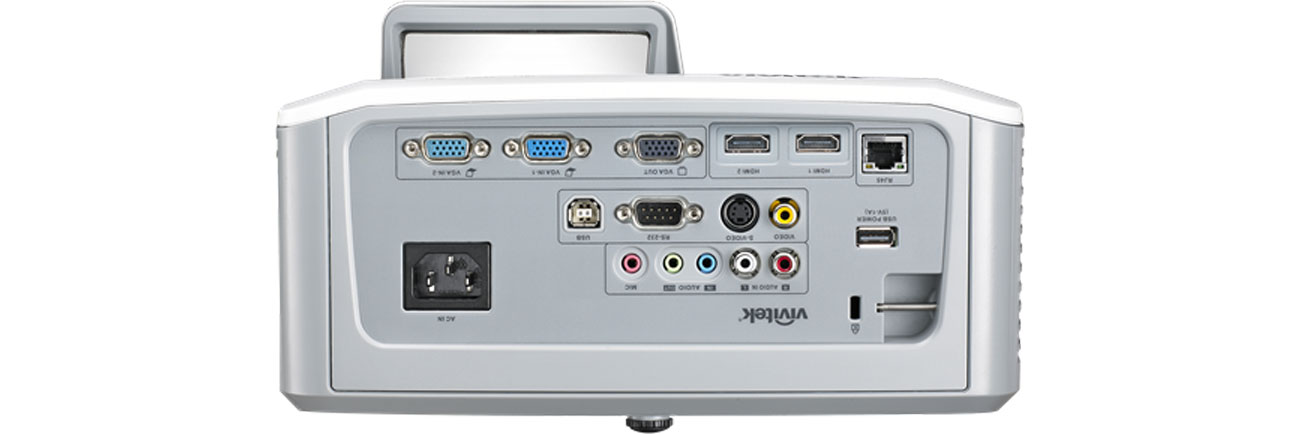 Vivitek D757WT Widok z tyłu, złącza