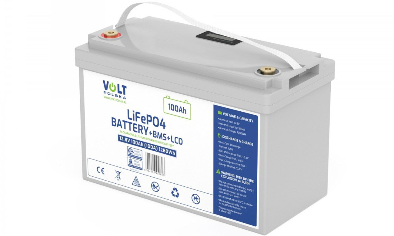 Akumulator VOLT LiFePO4 12V 100 Ah (100A) + LCD