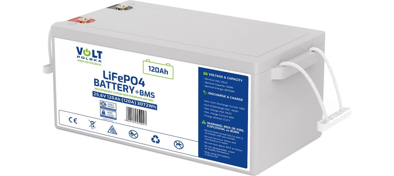 VOLT Akumulator LiFePO4 25.6 V 120 Ah BMS